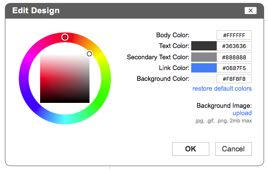 detail of page design color picker