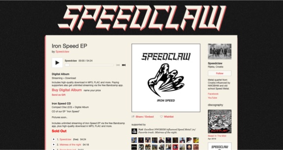 Speedclaw Bandcamp page
