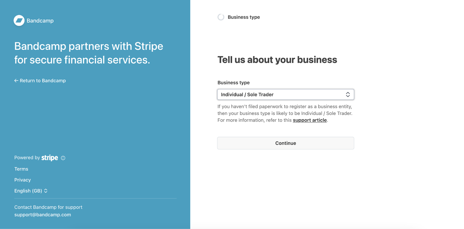 Business Type field