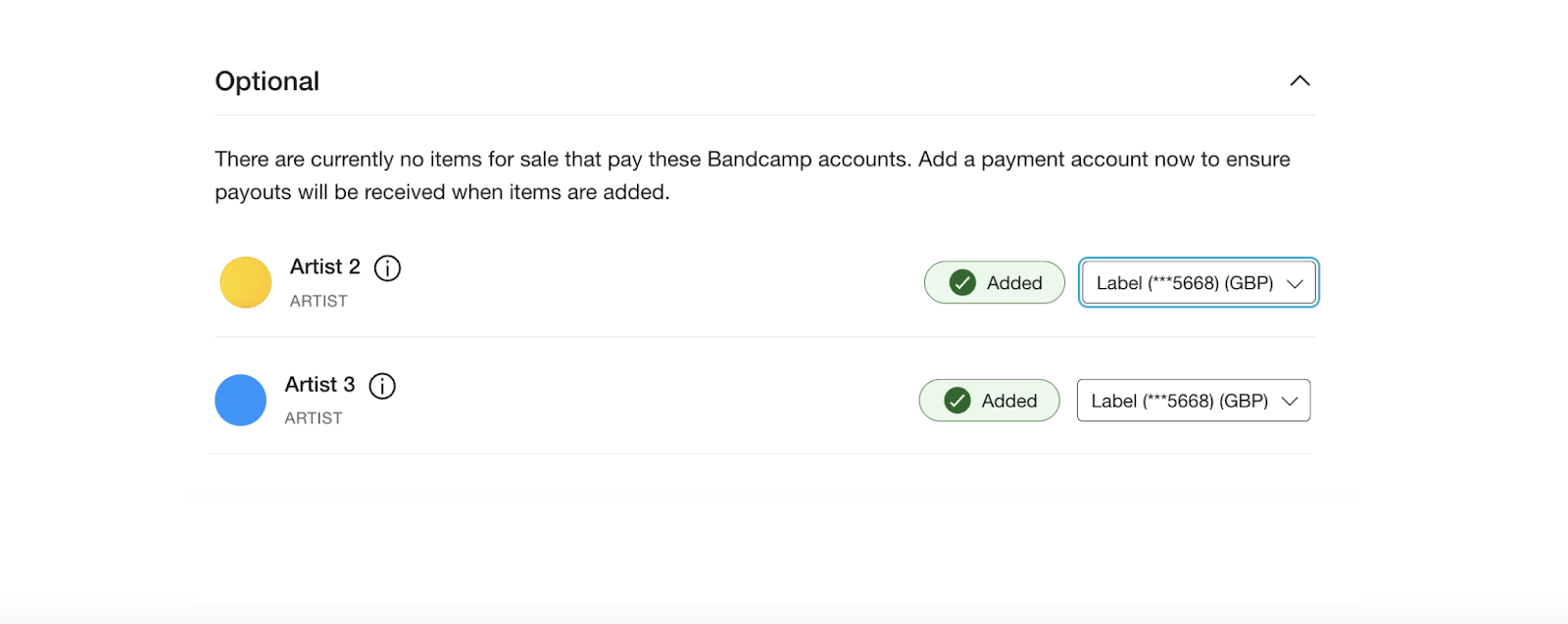 Label's Optional section