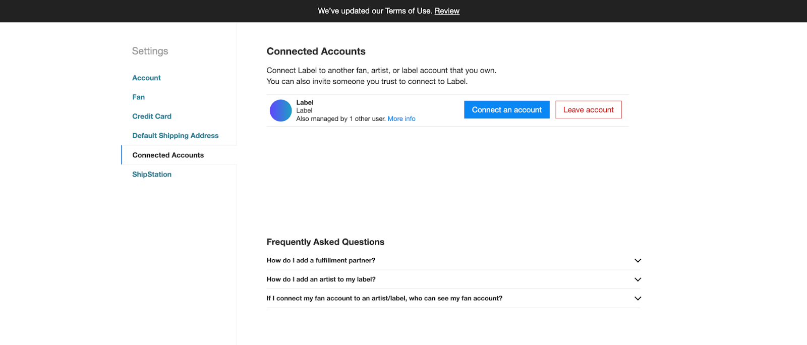 Connected Accounts Page